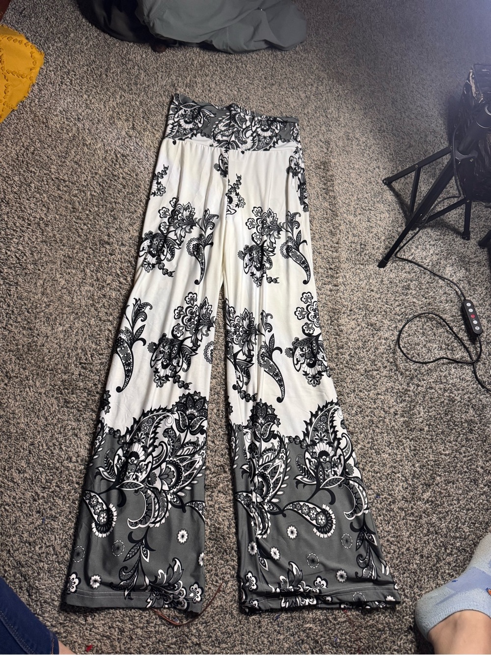 White Mark Black & White Wide-Leg Palazzo Pants